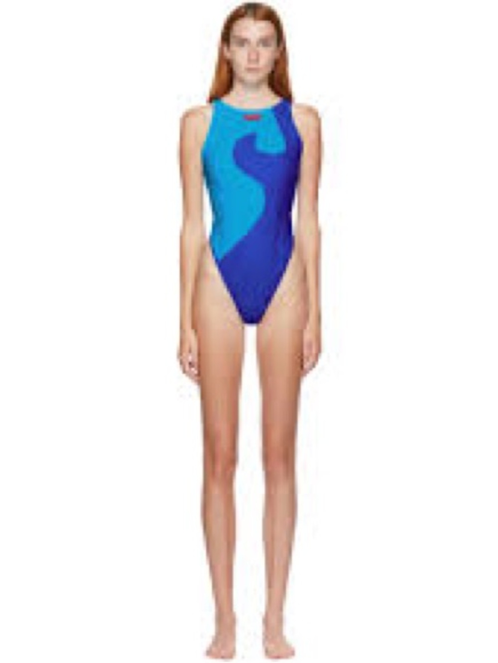 Adidas x Lotta Volkova Blue Two-Tone High-Neck One-Piece Swimsuit - S - NWT